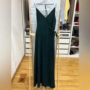 Green satin maxi dress